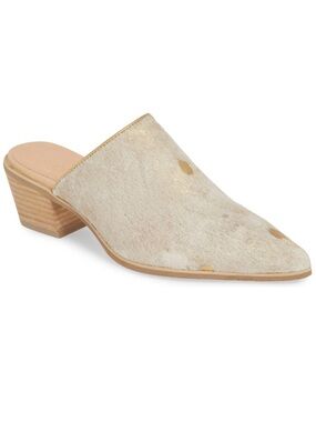 Chocolat Blu Clint Slides Mule Shoes Beige Haircalf Pointed Slip-On Size 7 NWOB